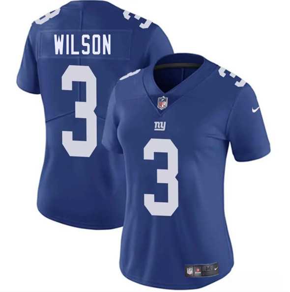 Womens New York Giants #3 Russell Wilson Blue 2025 Vapor Untouchable Limited Stitched Jersey Dzhi->new york giants->NFL Jersey